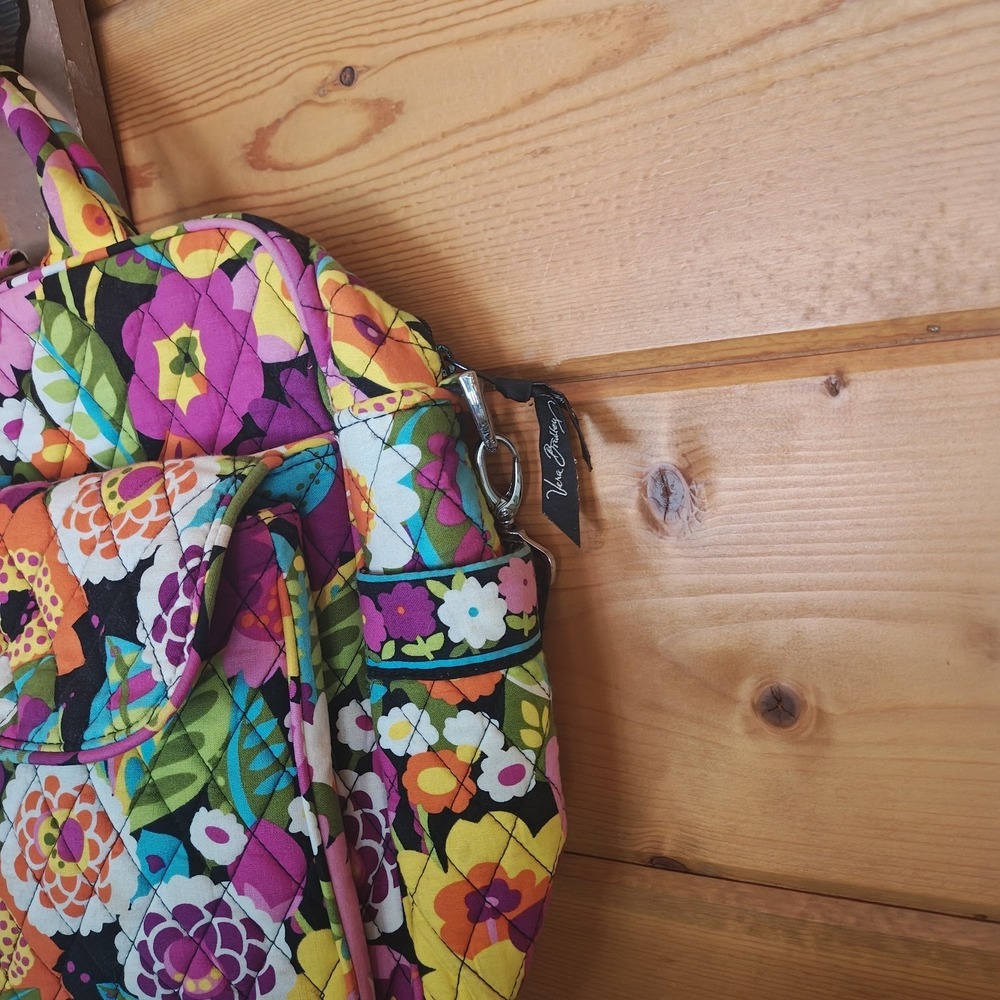 Vera Bradley Va Va Bloom Diaper Baby Bag Lined with Changing Pad Laptop Bag ZA4 - Picture 3 of 10
